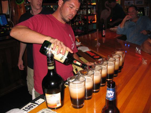 Mike pouring drinks at the Terrace